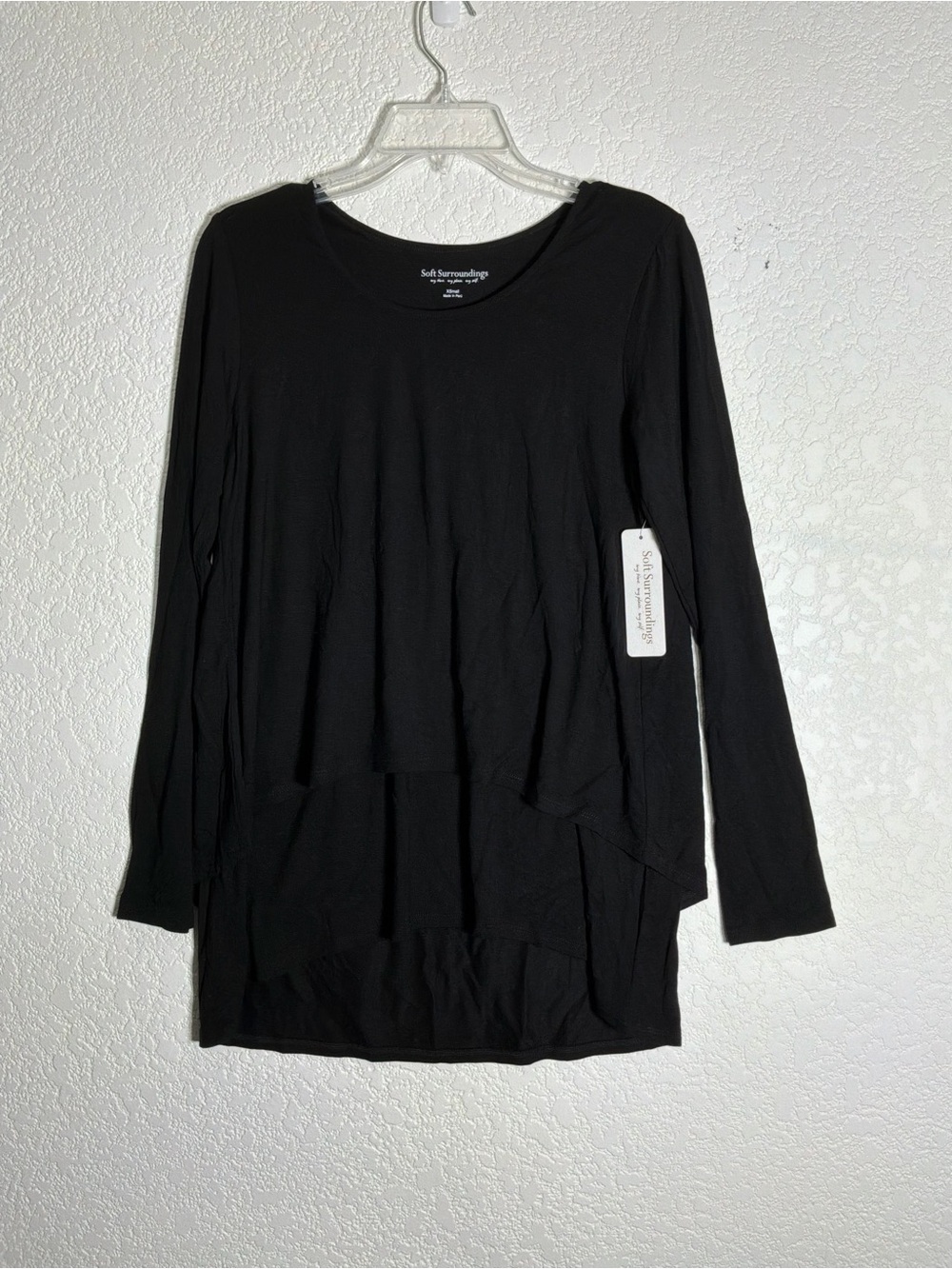 Soft Surroundings Black Layered Long-Sleeve Top X Small New with Tags